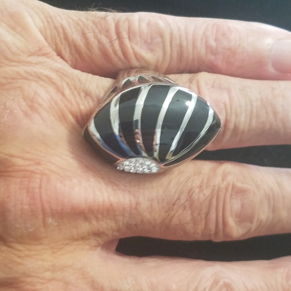 Black And Silver Statement Ring - image 4